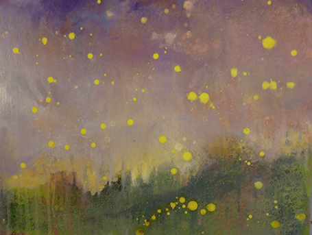 Purple-green-yellow Oil on Board