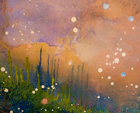 orange-purple-green Oil on Board