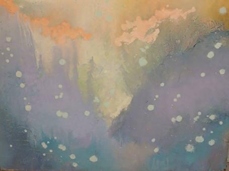 Purple-yellow-orange Oil on Board